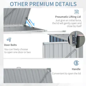 Outsunny 2-Bin Steel Rubbish Storage Shed w/ Double Locking Doors, Openable Lid