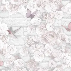 Flower wall Pink Smooth Wallpaper Sample