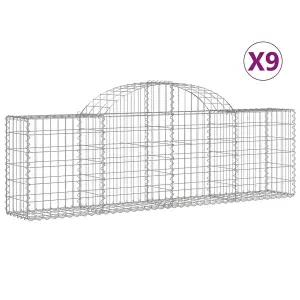 Berkfield Arched Gabion Baskets 9 pcs 200x30x60/80 cm Galvanised Iron