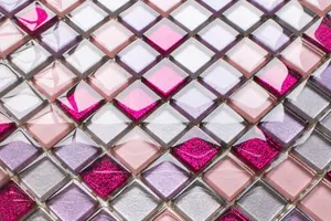 Glass mosaic on mesh for bathroom or kitchen 300mm x 300mm - Barbie