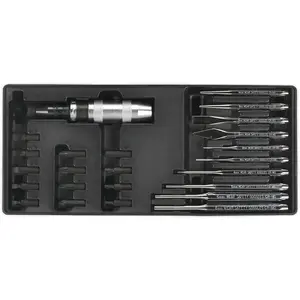 25 Piece Premium Punch and Impact Driver Set with Modular Storage Tray for Efficient Tool Organization