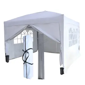 Birchtree Waterproof 3m x 3m Heavy Duty Pop Up Gazebo Marquee Garden Awning Party Tent Canopy 600D Polyester Steel Frame White