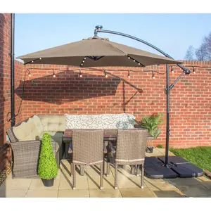 Apollo Banana Cantilever Parasol with Built in LED Lights Beige