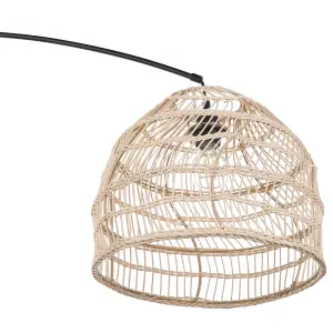 Floor Lamp with Rattan Shade Black GUAVIARE