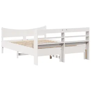 Berkfield Bed Frame with Headboard White 140x200 cm Solid Wood Pine