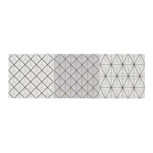 Glina Black & white Gloss Geometric Ceramic Wall Tile Sample