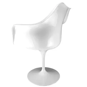 White Tulip Armchair with Beige Textured Cushion