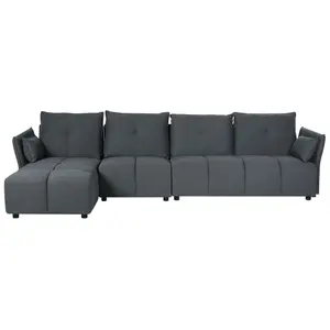 Corner Sofa TOMRA Graphite Grey Fabric Right Hand