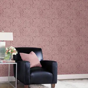 Galerie Abby Rose 4 Plum Pink Valentine Damask Smooth Wallpaper