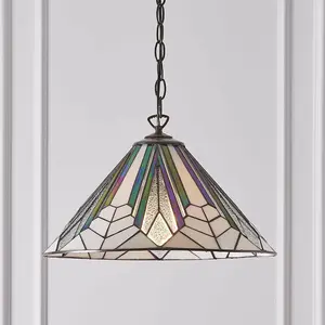 Tiffany Glass Hanging Ceiling Pendant Light Bronze Chain Deco Lamp Shade i00076