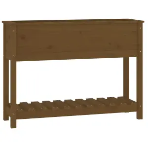 Berkfield Planter with Shelf Honey Brown 111.5x34.5x81 cm Solid Wood Pine