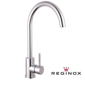 Reginox Chrome Stainless Steel Kitchen Sink Tap TARAVO CH Swan Neck Deck Mounted