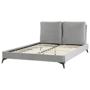 Velvet EU Double Size Bed Grey MELLE