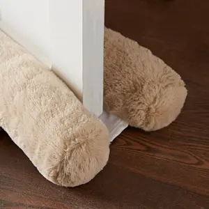 Faux Fur Door Draught Excluder Natural