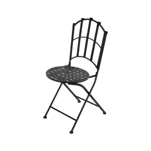 Set of 2 Black Folding Faux Rattan Garden Chairs 93 cm