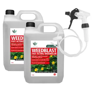 Weedblast Fast Acting Weedkiller 2 x 5 Litre with Long Hose Trigger