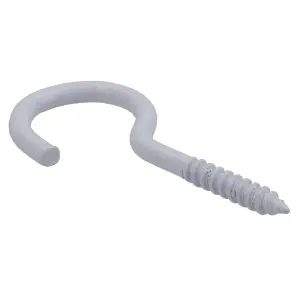 Screw Hook Fasteners Hangers White Plastic Finish 16mm Dia 50mm length 12pc