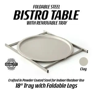 Clay STEEL OUTDOOR BISTRO TRAY TABLE ONLY Foldable Removable Tray Top Matt Powder Coated Steel