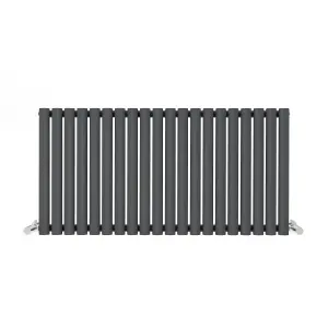 Anthracite Oval Tube 600x1180mm Horizontal Single Panel Heated Towel Radiator