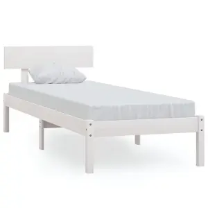 Berkfield Bed Frame White Solid Wood Pine 100x200 cm