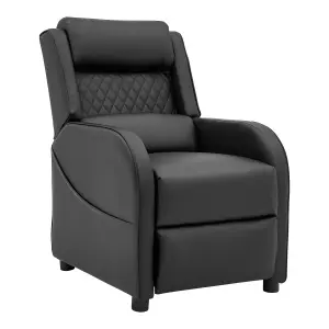 Nova Gaming Racer Recliner Ergonomic Leather Computer Chair Cinema Armchair, Black with Black Trim