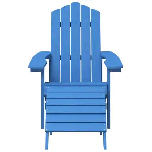 Berkfield Garden Adirondack Chair with Footstool HDPE Aqua Blue