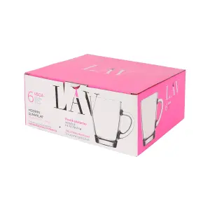 LAV - Vega Glass Coffee Mugs - 300ml - Pack of 6