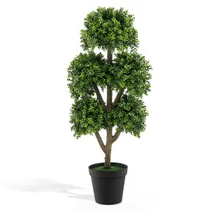 COSTWAY 115cm Artificial Boxwood Fake 5 Ball Topiary Tree Indoor Office Decor