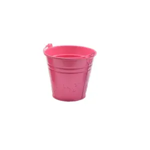 Childs Metal Bucket Planter Zinc Flower Pot Tin Pen Pot Craft Pot Bright Pink