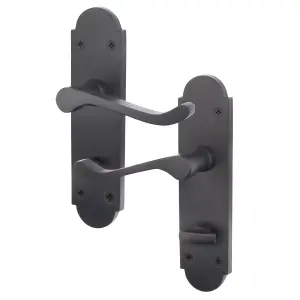 AFIT Matt Black Bathroom Door Handles - Victorian Scroll Shaped - 1 Pair of Internal Door Handles