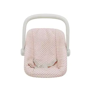 Teamson Kids Polka Dot Princess Baby Doll Carrier & Car Seat Set, Pink/Grey