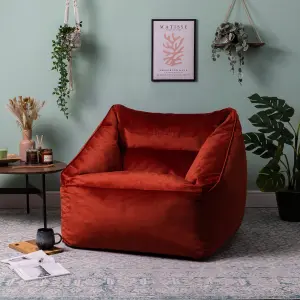 icon Natalia Velvet Armchair Bean Bag Terracotta Giant Bean Bag Chair