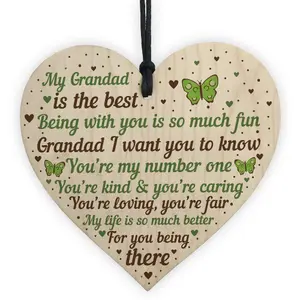 Red Ocean Special Gift For Grandad Wooden Heart Fathers Day Gift For Him Grandparent Plaque Gifts From Grandchildren Keepsake