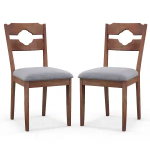 Costway Set of 2 Dining Chairs Armless Upholstered Rustic Kitchen Side Chair