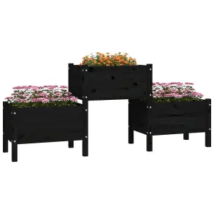 Berkfield Planter Black 178.5x44x75 cm Solid Wood Pine