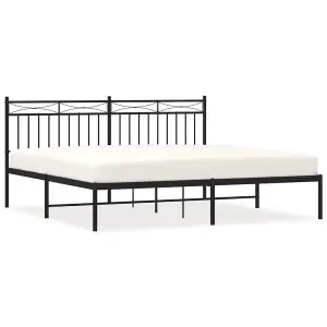 Berkfield Metal Bed Frame with Headboard Black 180x200 cm