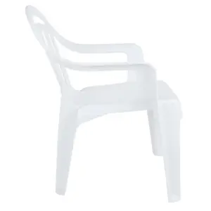 8 x White Plastic Indoor Outdoor Stackable Low Back Patio Garden Chairs