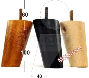 Wood Furniture Feet 100mm High Natural Replacement Furniture Legs Set Of 4 Sofa Chair Stool M8