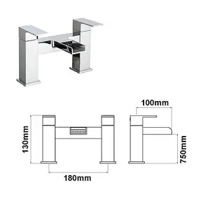 Nes Home Origin Waterfall Basin Mono Mixer Tap, Bath Filler Tap & Waste Chrome