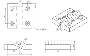 Industrial Polyamide Plastic Hinge 64x65mm Door Hatch Locker Italian Made 2PK