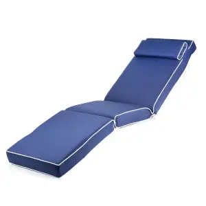 Alfresia Garden Sun Lounger - Charcoal Frame with Navy Blue Luxury Cushion