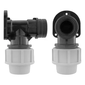 mdpe 25mm compression wallplate with lever tap and clock-lock universal hose connection