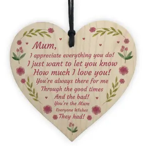 Mothers Day Gift Lockdown Gift for Mum Wooden Heart Thank You Gift For Her