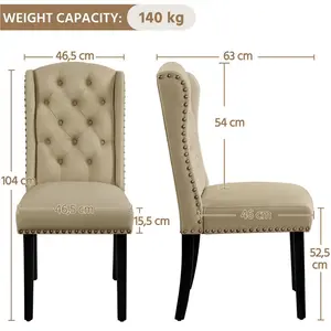 Upholstered Dining Chair (Set of 2) Khaki