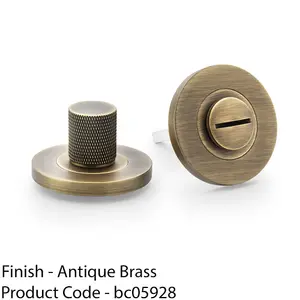 Modern Knurled Thumbturn & Release Lock - Antique Brass - Bathroom Door WC