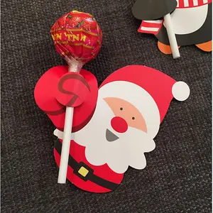 50PCS Father Christmas Pattern Lollipop Decorative Paper Cards