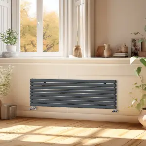 Right Radiators 1600x472 mm Horizontal Vertical Oval Column Radiator Double Panel Rads Anthracite