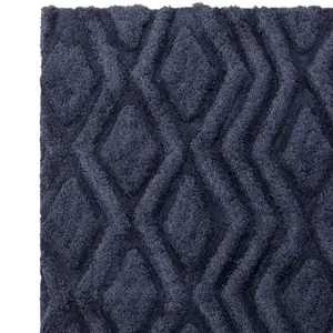 Blue Modern , Shaggy Easy to Clean Geometric Rug for Living Room, Bedroom - 120 X 170cm