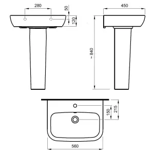 Cooke & Lewis Santoro White Close-coupled Toilet & full pedestal basin