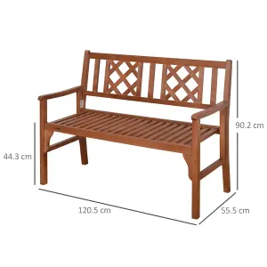 Outsunny Foldable Garden Bench, 2-Seater Patio Wooden Brown